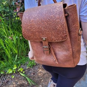 Leather Backpack purse or crossbody bag